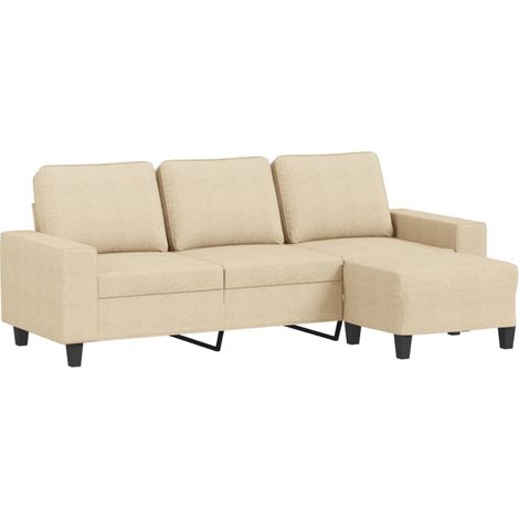 Canapé à 3 places,Sofa pour Salon,Banquette avec repose-pieds Crème 180 cm Tissu CFW859391 (1/5)