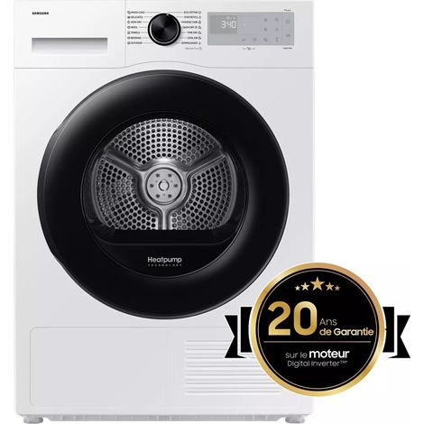 Samsung – Sèche-linge pompe à chaleur 9kg blanc – Capteur Optimal Dry – Classe C – 64dB – DV90DG52A0AH (1/5)