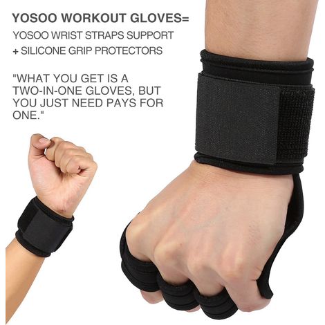 Gants de traction (paire) avec support de poignet pour entraînement croisé, WOD et musculation en microfibre (1/5)