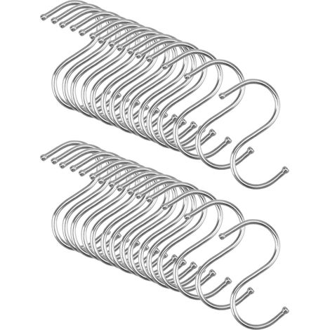 30 Pièces - Crochet S - Acier Inoxydable - Suspension Ustensiles Et Plantes - Usage Cuisine Salle De Bain Garage - Argent - 6.5cm
