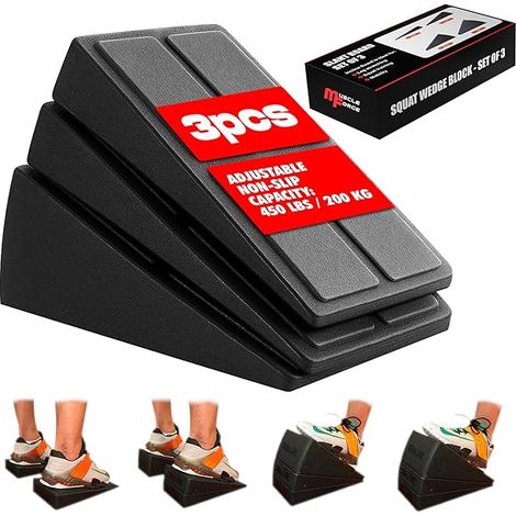 Squat Wedge Block - Adjustable Incline Calf Raise Block for Heel Elevated Squats and Mobility Training - 4-Part Modular Set (1/5)
