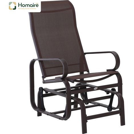 HOMAIRE Schaukelstuhl Garten Relax Metall Texteline Terrasse Balkon bequem stilvoll