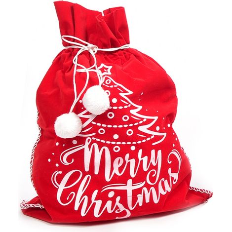 Sacco natalizio in velluto colore rosso e bianco con decorazioni natalizie -Christmas (1/4)