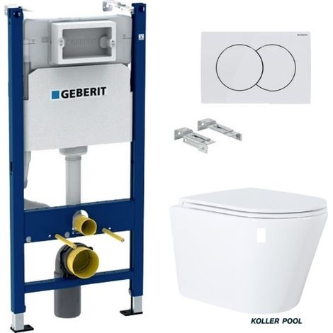 Pack Bati-Support GEBERIT Duofix réservoir Encastrable et plaque DELTA 01 bl br avec WC suspendu Vortex Orion 51,5 cm par KP (1/5)
