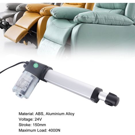 Ortviai Actionneur linéaire électrique 24 V, course 150 mm, charge max. 4000 N, résistant aux intempéries pour canapés et fauteuils relax (1/4)