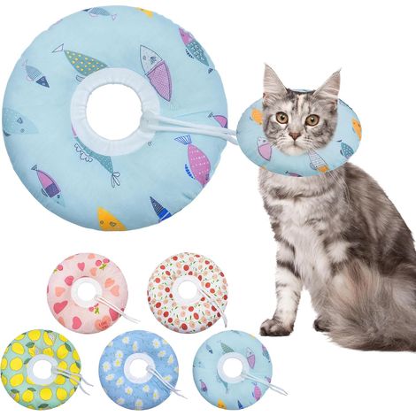 Collar de cono de gato suave, conos suaves para dejar de lamer, almohada de dona para cuello de gato después de la cirugía, conos de esterilización para gatitos, cono de recuperación suave para (1/5)