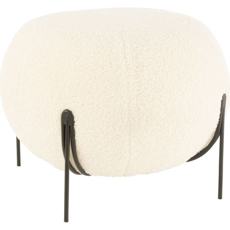 Pouf sur Pieds Bouclette "Sphère" 59cm Blanc (1/4)