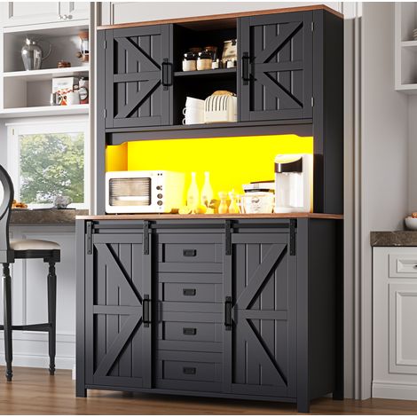 Sideboard Schrank Aufbewahrung 115 cm Schwarz OKMYHOME (1/5)