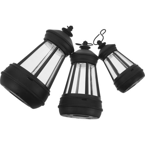 3 Pièces Lanterne Solaire Extérieure Légère en Plastique Noire de Gnome Lampe Suspendue Décorative pour Chemins de Jardin et Camping (1/5)