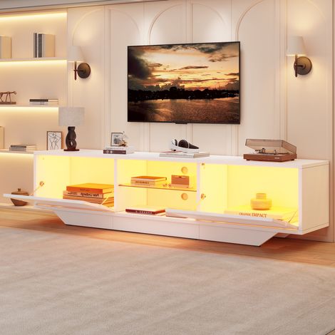 Mobile TV LED 160 x 35 x 44,5 cm per TV fino a 65 pollici, bianco HAVRYA (1/5)