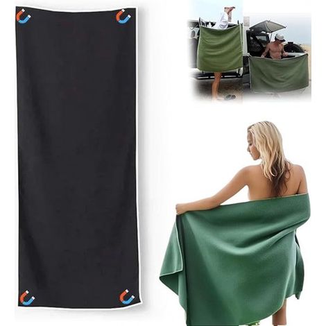Magnetisches Strandtuch,Mikrofaser,geeignet für Strand,Fitnessstudio und Camping,190 cm x 76 cm,Schwarz (1/5)
