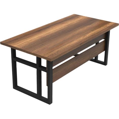 Bureau Sequals, Passe-câbles, Finition Noyer, 90x180x73h cm Brun Noyer (1/4)