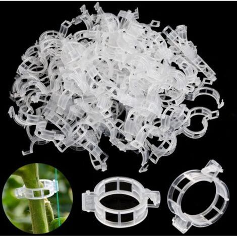 100 Pflanzen- und Gemüsestützclips, weiße Kunststoff-Gartenbefestigungen, ideal für Tomaten, Kletterpflanzen und andere Nutzpflanzen - KZQ