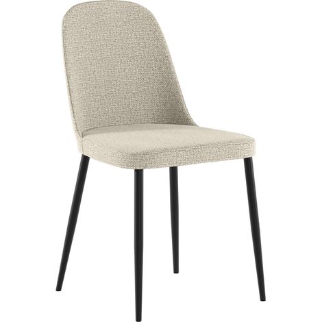 Sedia da pranzo Tamara con struttura in polipropilene, rivestimento in tessuto beige e gambe in metallo nero - Stones (1/5)