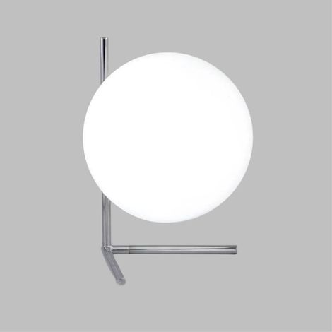 TRADE SHOP - Lampada Da Tavolo Scrivania Ramo Con Sfera In Vetro Luce Attacco E27 Argento 33887 - (1/5)