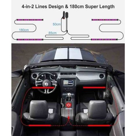 Bande LED - - 4pcs - Intérieur Auto - Multicolore - Étanche - Contrôle APP (1/4)