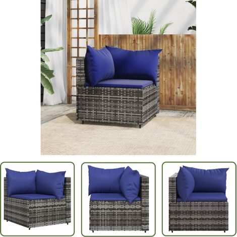 The Living Store Garten-Ecksofa mit Kissen Grau Poly Rattan - Gartensofa - Outdoor-Sofa - Lounge Möbel - Rattan Gartenmöbel - Wetterfeste Möbel (1/5)
