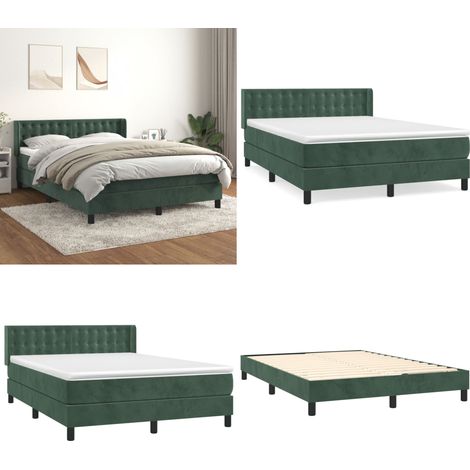 Boxspringbett mit Matratze Dunkelgrün 140x190 cm Samt - Samtbett - Boxspringbett - Doppelbett - Bettenrahmen - Luxusbett - Home & Living (1/5)