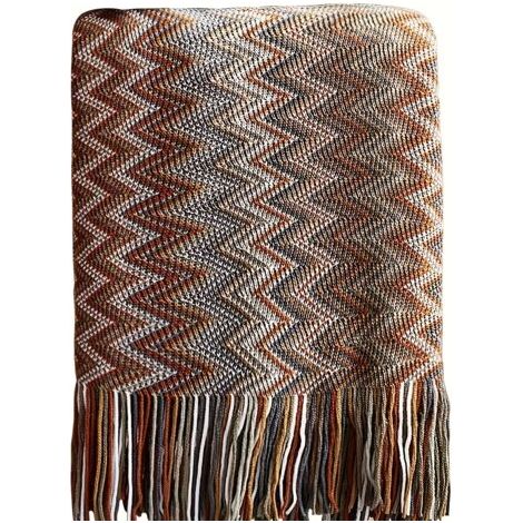 Couverture Bohème à Pompons – Jeté Polyvalent pour Canapé et Lit (1/4)