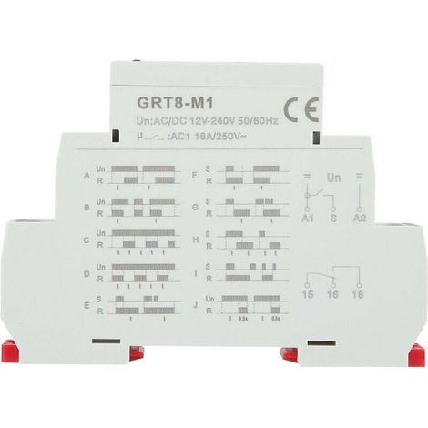 Relais temporisé GRT8-M1 avec 10 fonctions 35MM montage rail DIN AC/DC 12V 240V 50-60Hz (1/3)