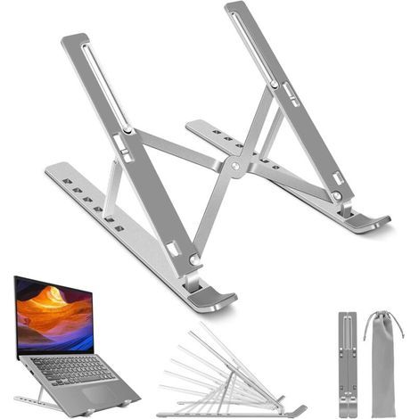 Support ordinateur portable réglable en alliage d'aluminium – Angles ajustables 20° à 45° – Surface antidérapante – Compatible 10-17 pouces (1/5)