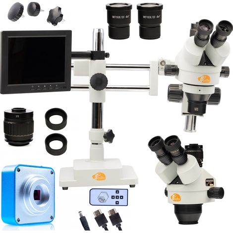Rosfix Trinokular-Stereomikroskop auf einem Jupiter Pro Gantry MSJP-T-SDMS1 + 8-LED-Display + 56-LED-Beleuchtung + Displayhalter + Scorpius-Kamera