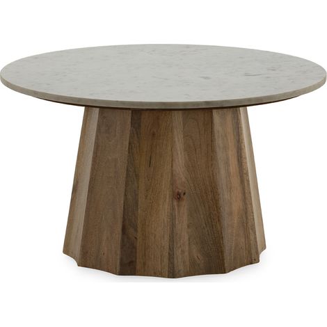 Mesa De Centro 80X80X45 Marmol Blanco/Madera Nogal (1/3)