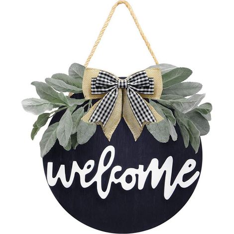 Panneau D Accueil - Panneau En Bois Ronde 30 Cm Avec Motif De Guirlande - Pour Porte D Entree Porche Salon - 1 Piece (1/5)