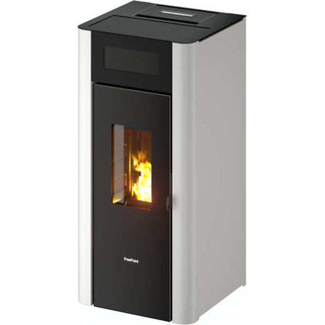 stufa a pellet ermetica freepoint "amaranto" bianco 8,5 kw