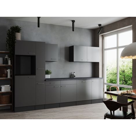 Küche Küchenzeile Leerblock Grau Matt Grau Oliver 310 cm Respekta