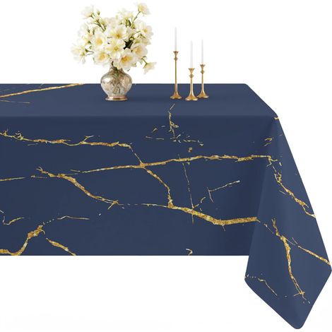 Nappe Exterieure Rectangulaire Anti Tache 140x200 Art Moderne Nappe de Table Bleu Lessivable Table Basse Protection Effet Lin Centre de Table Décoration pour Exterieur Jardin Mariage (1/5)
