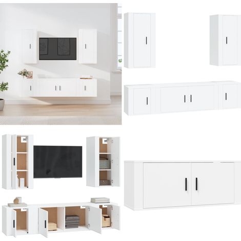 Ensemble de meubles TV 5 pcs Blanc Bois d'ingénierie - ensemble de meubles TV - ensembles de meubles TV - Home & Living (1/5)