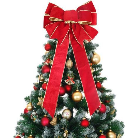 60 cm lange Weihnachtsschleife, hohe Weihnachtsbaumschleife, große rote Weihnachtsschleifen, matte Samtschleife, Weihnachtsdekoration für Geschenkgirlanden (1/4)
