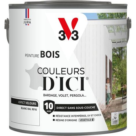Peinture bois extérieur Couleurs d'Ici® V33 Blanc Velours 2L