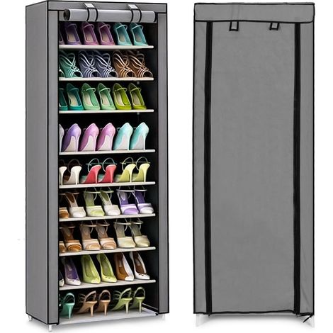 Textilgarderobe mit regalen fur kleidung und schuhe