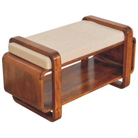 Solid Wood Loop Chestnut Bench,1 Lower Slot, Brown 
On-Site