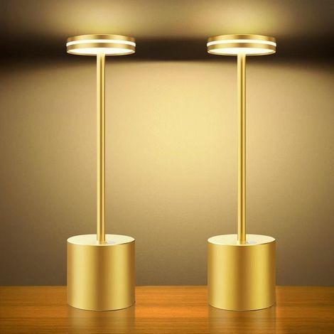 Set mit 2 wiederaufladbaren, kabellosen LED-Tischlampen, betrieben mit einem 5000-mAh-Akku, 3 Farbmodi, einstellbare Helligkeit - (1/5)