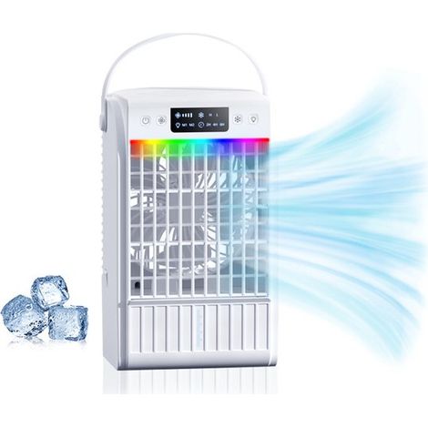 Condizionatore portatile da 1 litro, ventilatore a raffreddamento evaporativo, senza scarico, per ambienti interni/campeggio, classe energetica A+++, bianco (1/5)