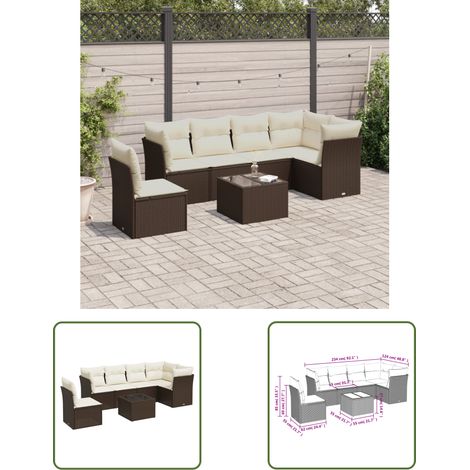 The Living Store 6-tlg. Garten-Sofagarnitur mit Kissen Braun Poly Rattan - Gartensortiment - Gartenmöbelset - Rattan Möbel - Lounge Set - Gartenlounge (1/3)