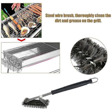 Brosse de nettoyage pour barbecue durable de 45 cm de long avec manche en acier inoxydable (1/5)