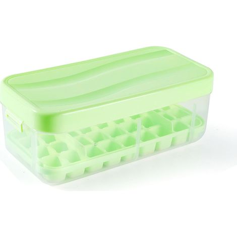 Eiswürfelformen mit Pressmechanismus, 36 Eiswürfel pro Schicht, mit Deckel und Behälter, Silikon-Eiswürfelformen für den Haushalt, geeignet für Tee, Kaffee und grünes Eis. (1/5)