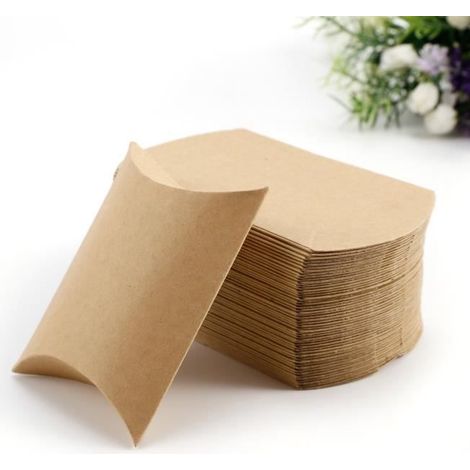 50x Boîte à dragées Boîte de cadeau faveur Kraft 9x7x2,5cm pour mariage baptême (1/4)