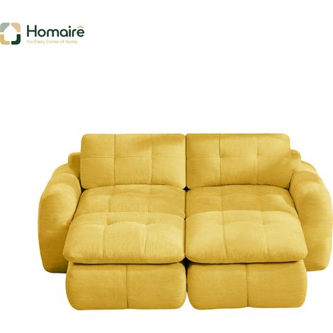 Canapé modulable en chenille jaune avec accoudoirs 194 x 160 x 68 cm HOMAIRE (1/5)