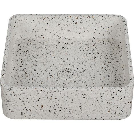 Lavabo da appoggio quadrato con finitura terrazzo stracciatella  KTERI-400STR kamalu