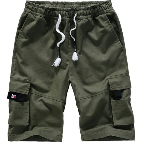 1 short cargo homme, taille élastique, coton, coupe décontractée, pour loisirs et travail (1/5)