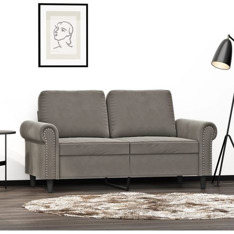2-Sitzer-Sofa Hellgrau 120 cm Samt