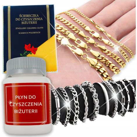 Coffret de bain en or et argent + chiffon de nettoyage pour bijoux