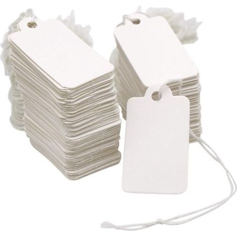 Etiquetas de precio blancas pequeñas, 500 unidades, 28 mm x 45 mm, etiquetas para joyería con cordón, etiquetas de precio para ropa (1/4)