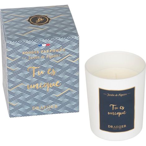 Bougie blanche parfumée Jardin de figuiers "Tu es unique" Idée Cadeau Amitié, Copine, Sœur, Anniversaire Pot en verre Made in France 100% Cire Végétale (1/5)