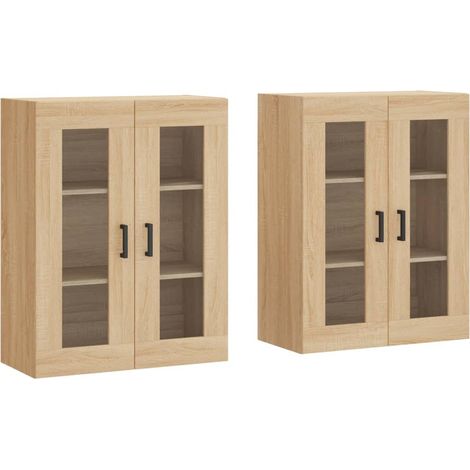 2 pcs Buffet，Bahut， Armoires murales chêne sonoma bois d'ingénierie CFW71954 (1/5)